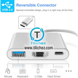 3 en 1 Hub tipo c de 3 puertos hdmi usb con puerto de carga PD