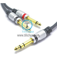 Cable Divisor 6.35mm a Doble Jack Cable Inserción para Audio Profesional