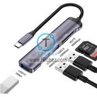 Hub USB-C 5 en 1, Adaptador Multipuerto Ultrarrápido USB 3.0